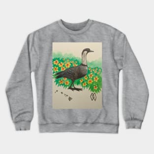 Hawaii state bird and flower, the Nene and yellow hibiscus Crewneck Sweatshirt